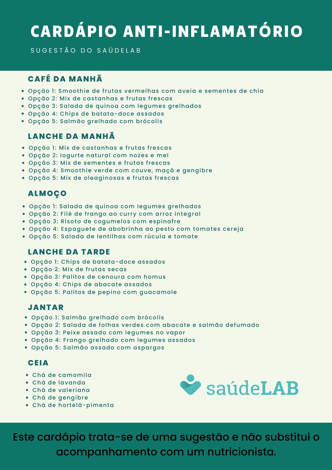 Dieta anti-inflamatória: como funciona e sugestão de cardápio 2 Cardápio anti-inflamatório.