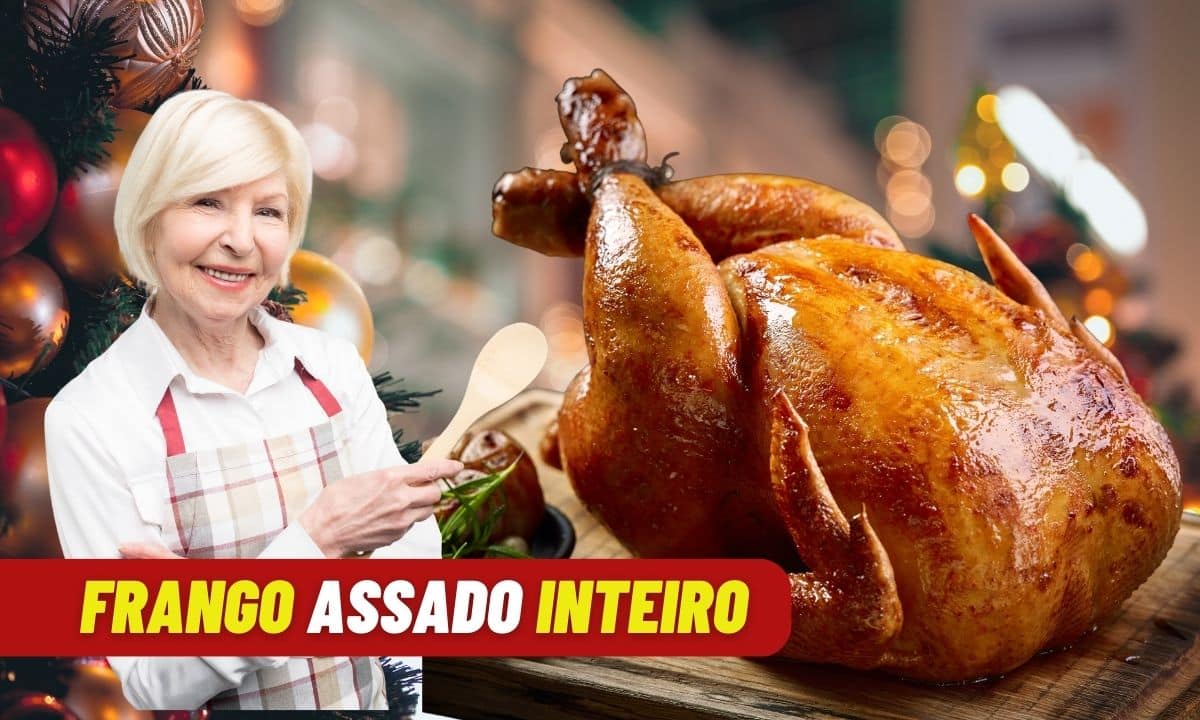 Frango Assado Inteiro no forno: ideal para economizar e garantir o sabor 1 Frango assado inteiro