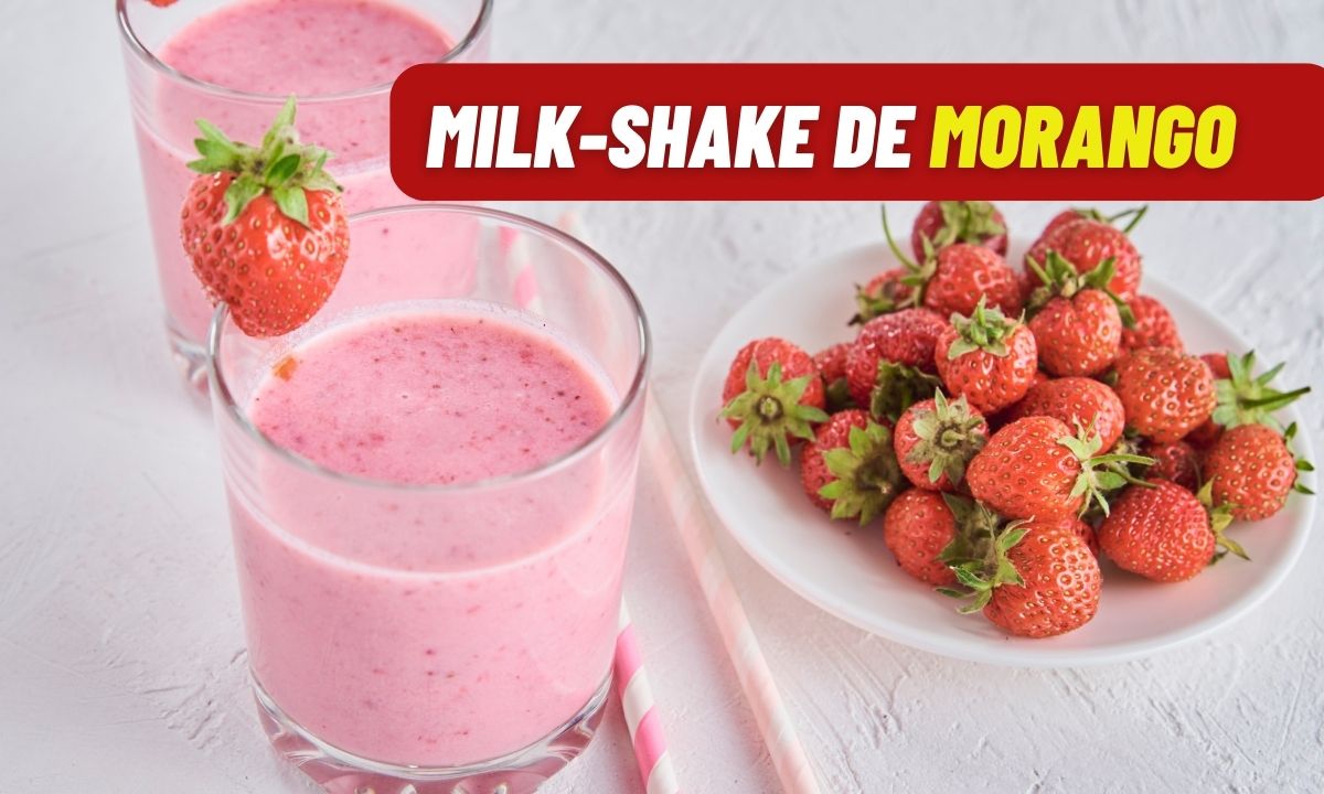 Milk-shake de morango sem lactose e saudável: 2 versões para você escolher 1 Milk-shake de morango.