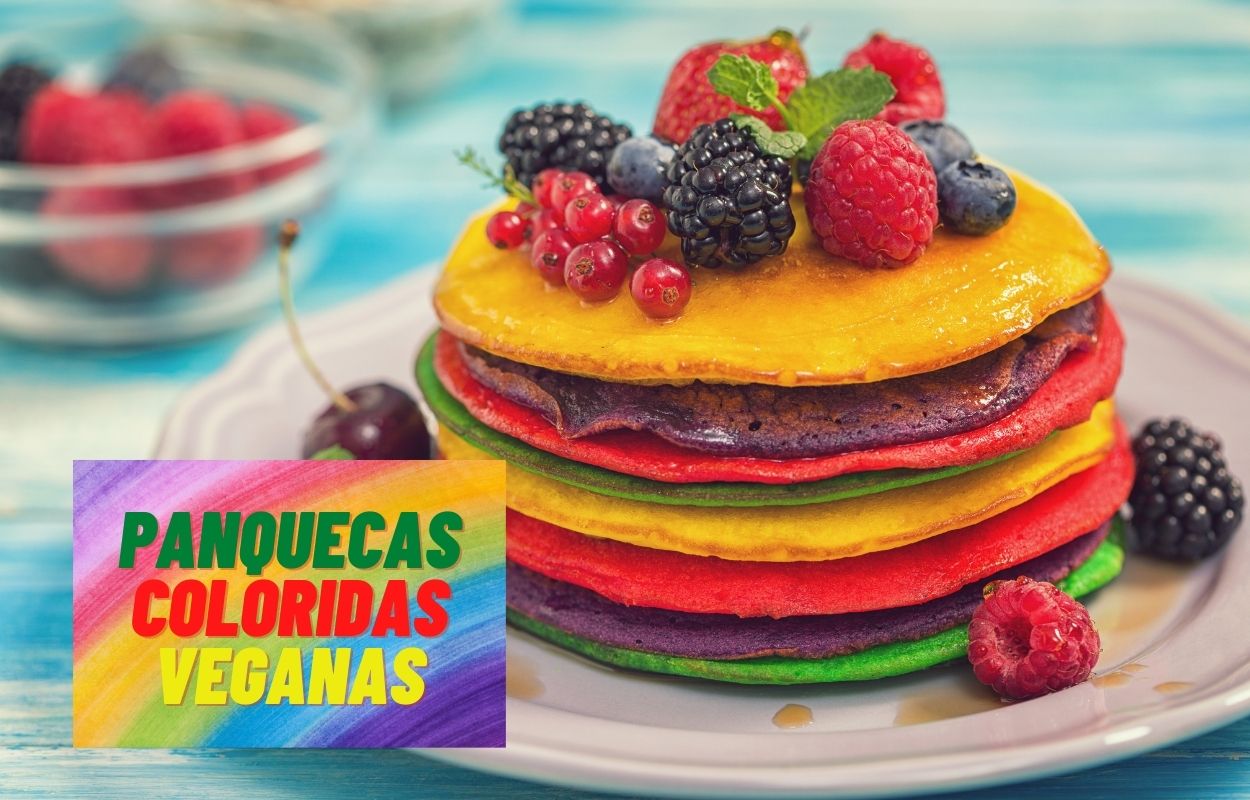Panquecas coloridas veganas: receita perfeita para fazer com as crianças 1 Panquecas Coloridas Veganas.