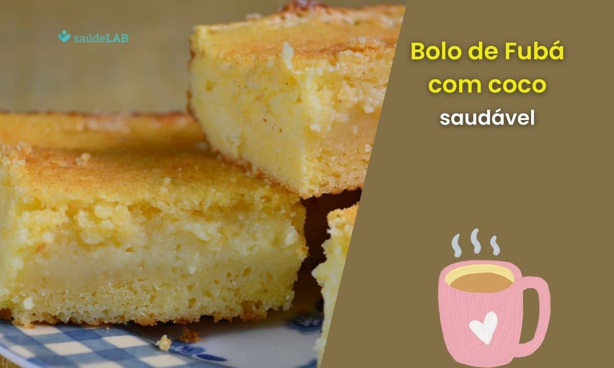 Bolo de fubá com coco saudável e sem açúcar: só falta o café para ficar perfeito 1 Bolo de Fubá com coco.
