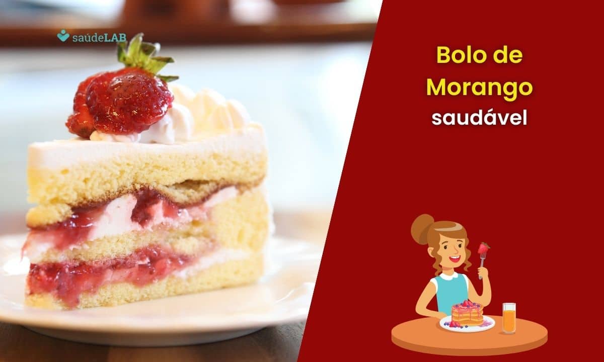 Bolo de Morango Saudável: preparo livre de farinha de trigo 1 Bolo de morango saudável.
