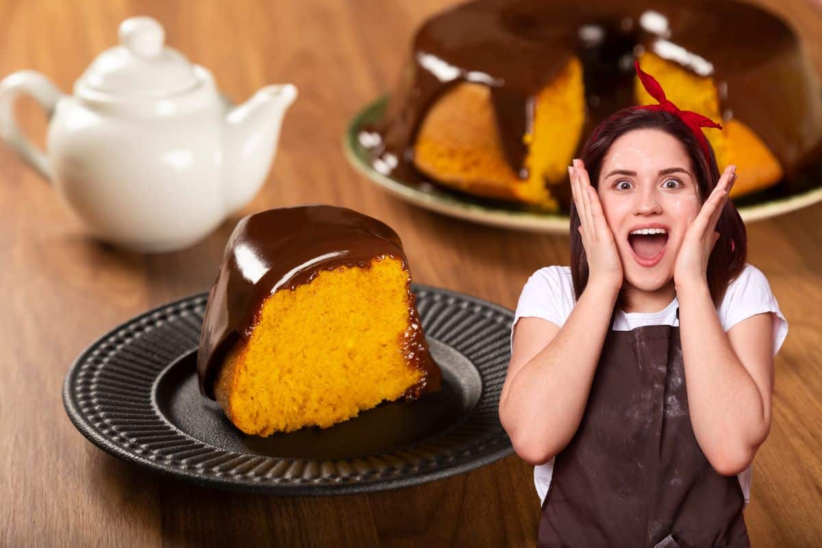 Bolo de cenoura com chocolate fit sem glúten e sem açúcar: seu lanche da tarde mais que especial 1 bolo de cenoura com chocolate fit.