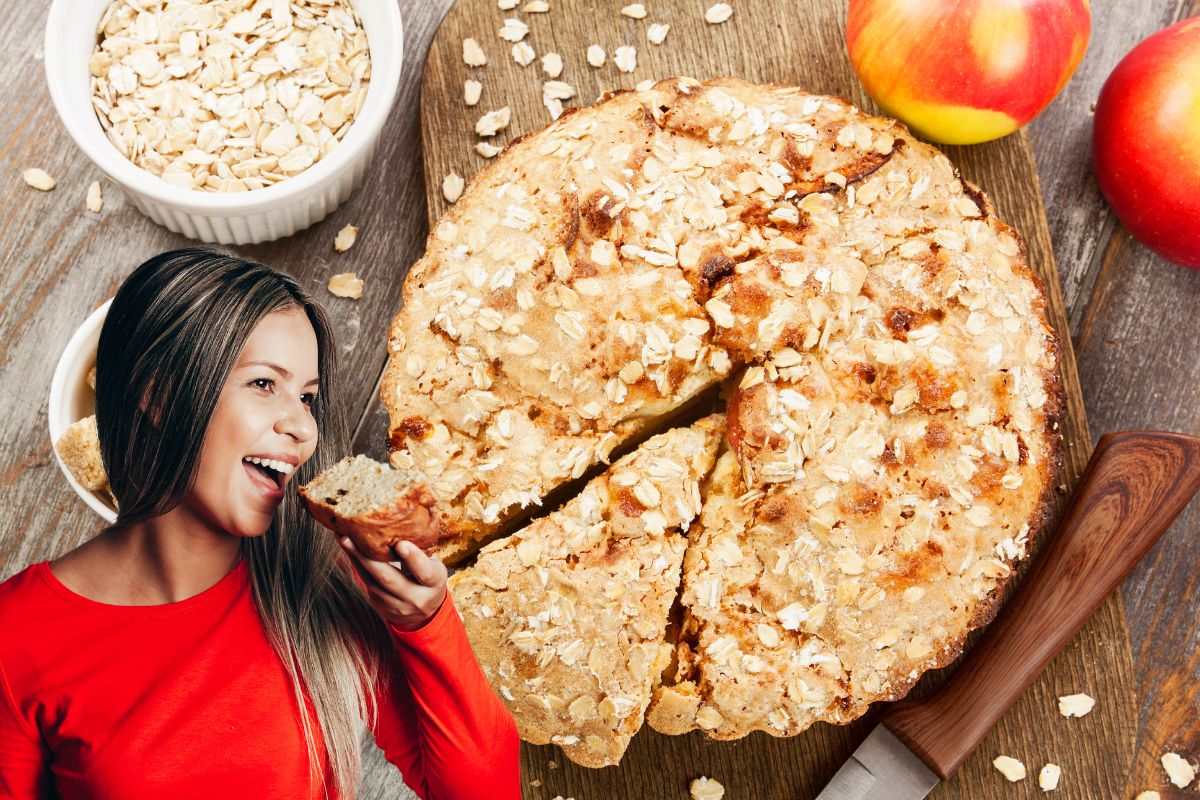 Bolo de maçã com aveia: leve, saboroso e saudável 1 bolo de maçã com aveia.