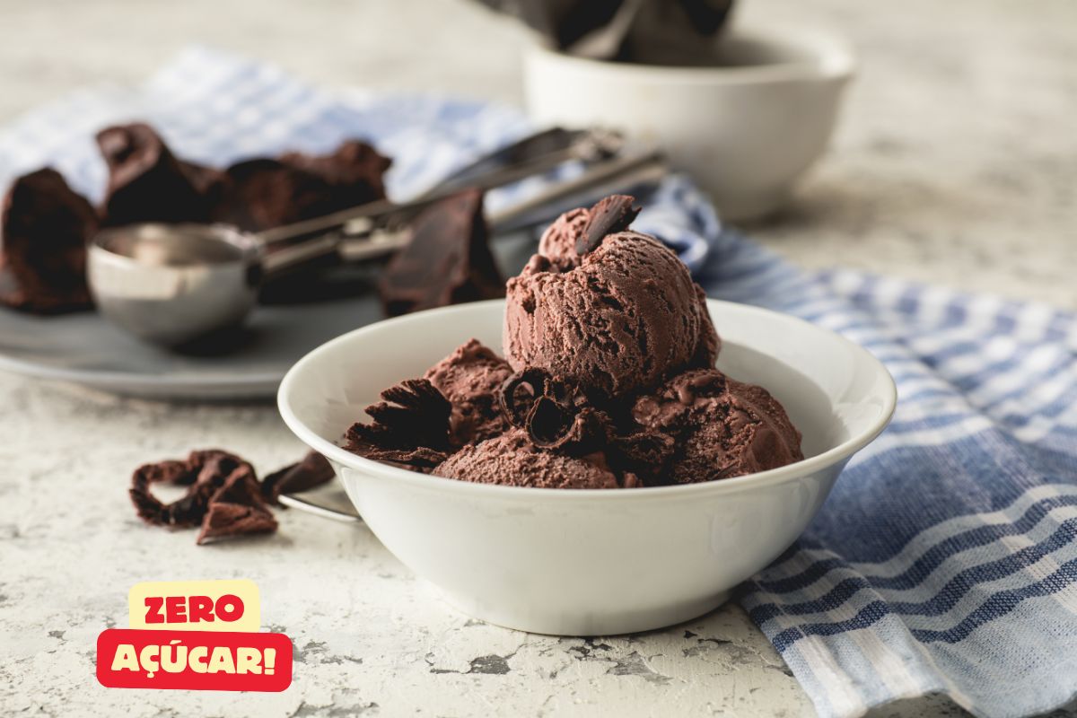 Sorvete de chocolate zero açúcar: receita perfeita para espantar o calor 1 Sorvete de chocolate zero açúcar.