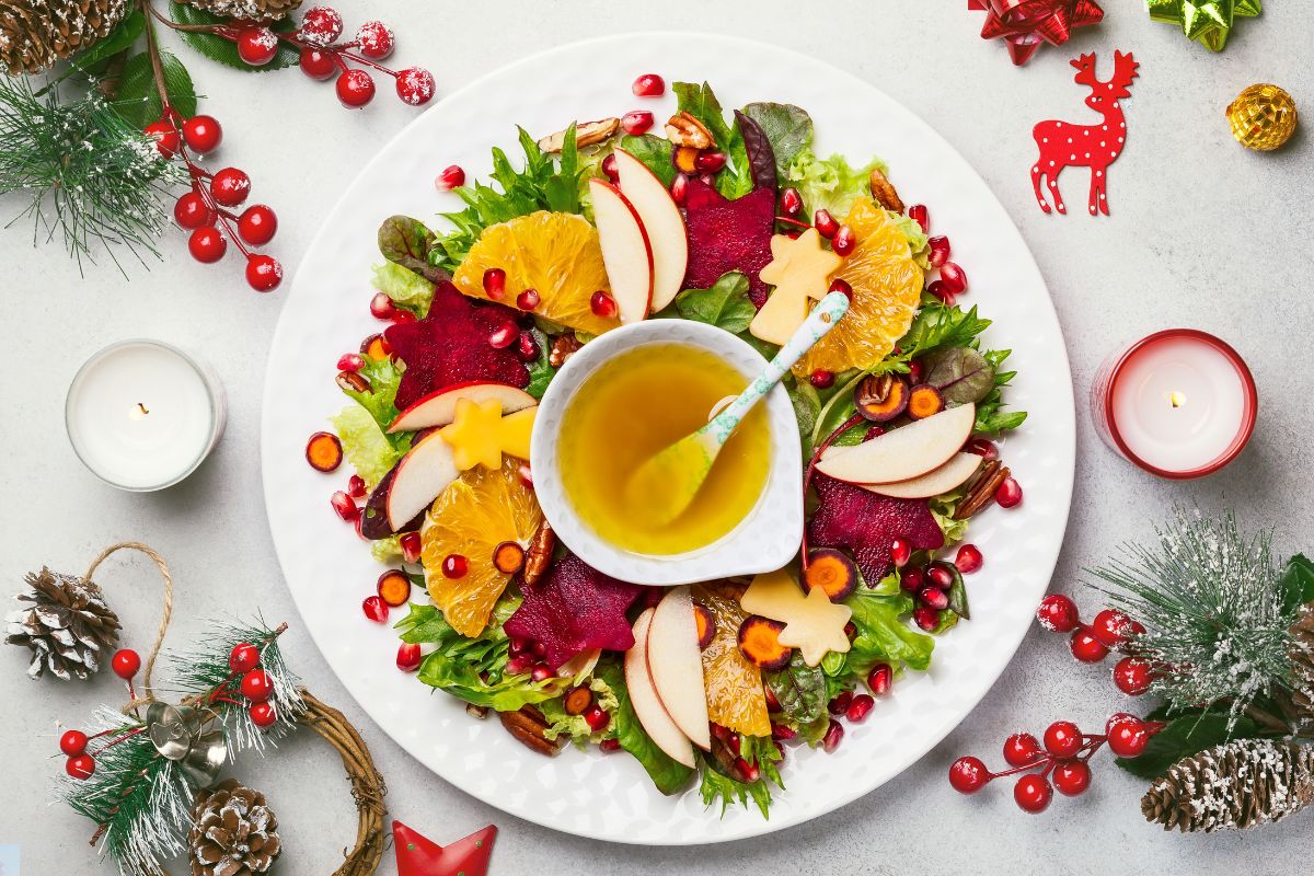 As 10 melhores frutas para decorar e facilitar a digestão na ceia de natal 1 Mesa de frutas de natal.