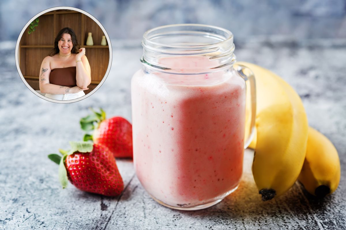 Café da manhã para emagrecer: como a escolha certa de alimentos pode acelerar seu metabolismo 1 Shake de morango e banana gelados.
